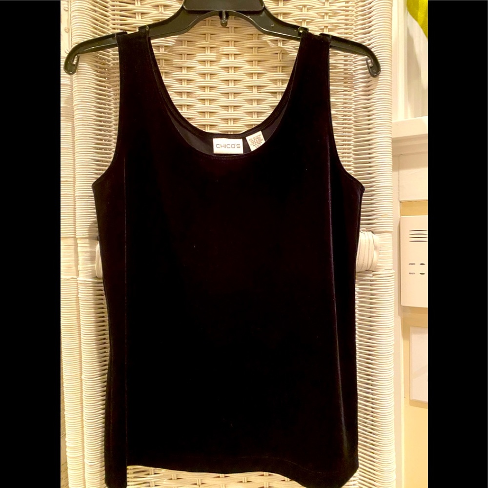 CHICO’S Black Velvet Tank EUC Small